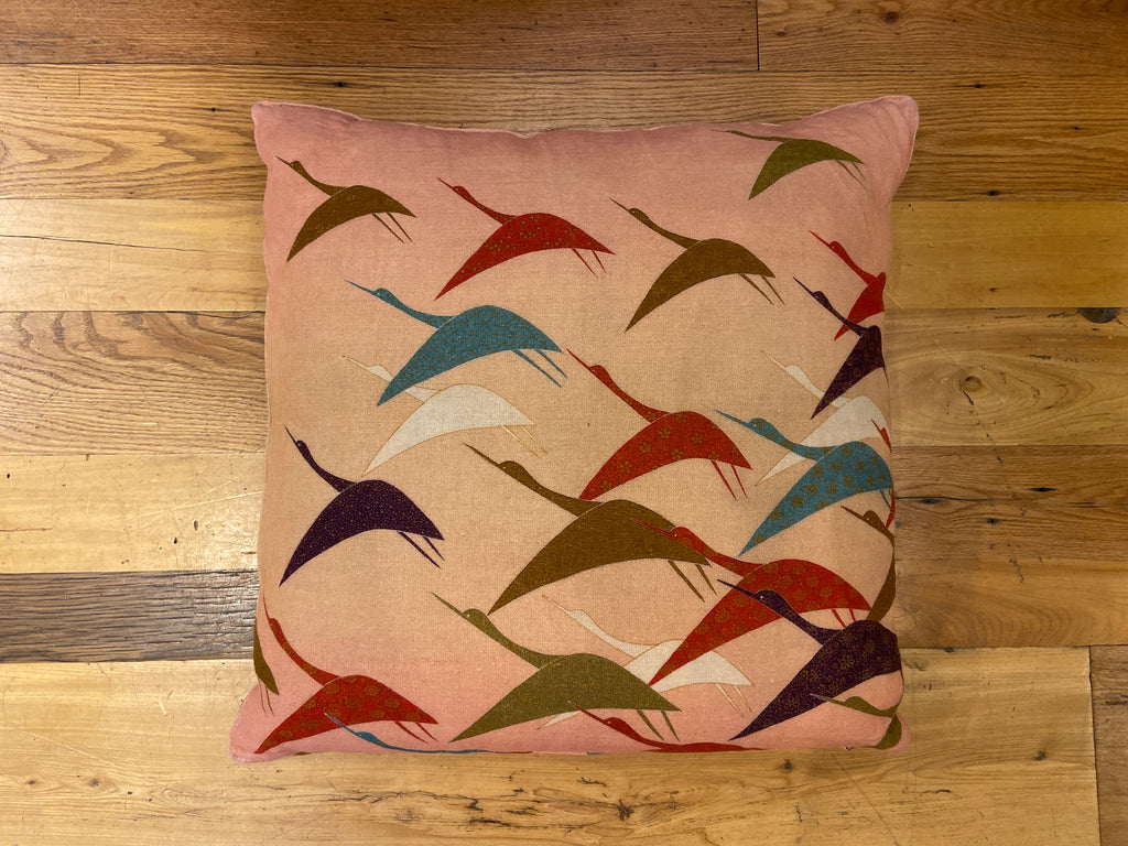 Vintage Bird Pillow - Pink - 22x22