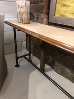Marble Console w/ Pipe Base- 34" height