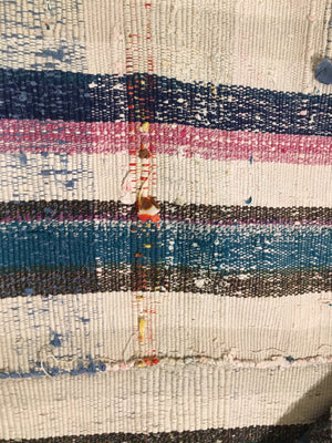 Vintage Wool Rag Rug Blue/Pink Multi