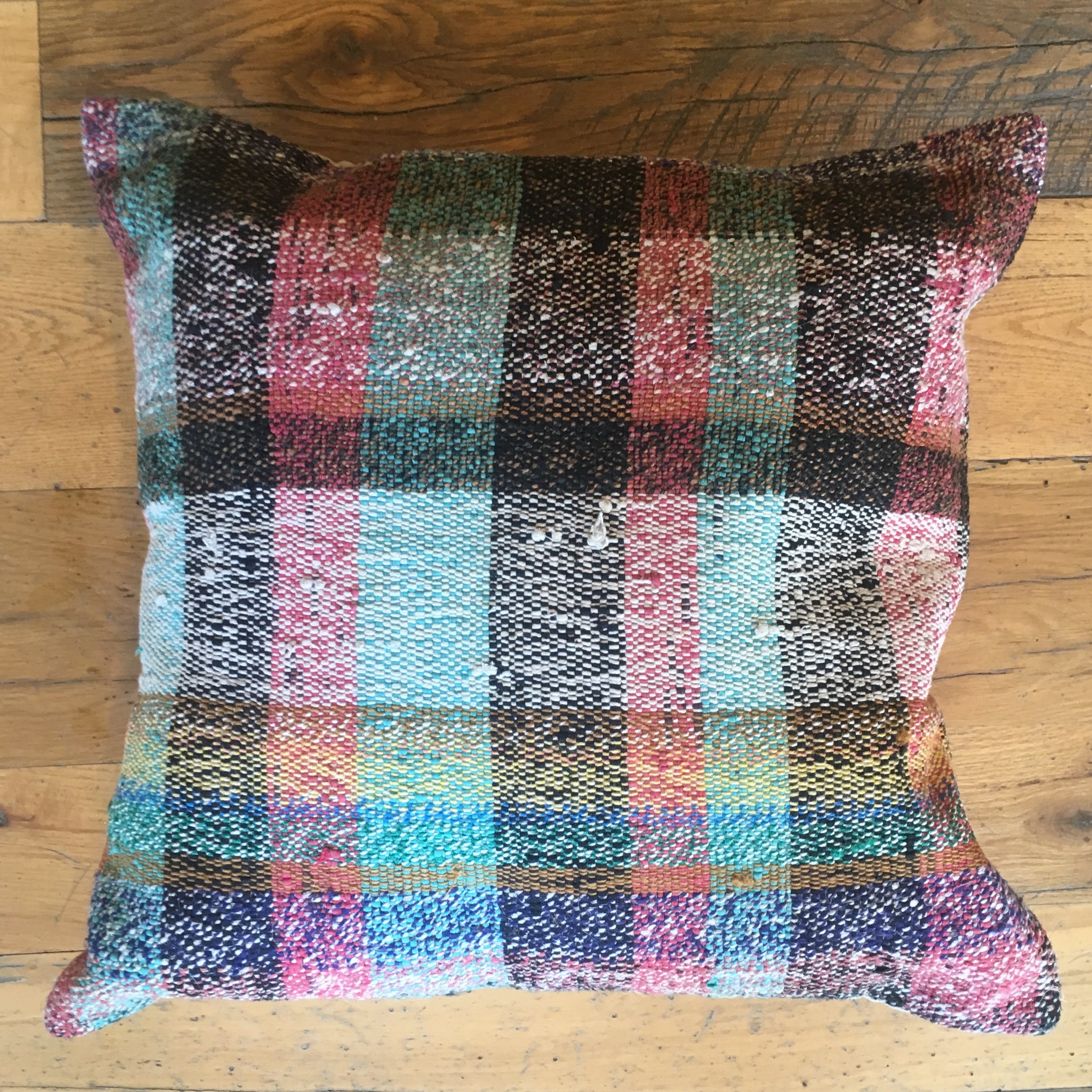 Vintage Rag Rug Pillows 20x20 Multi Color