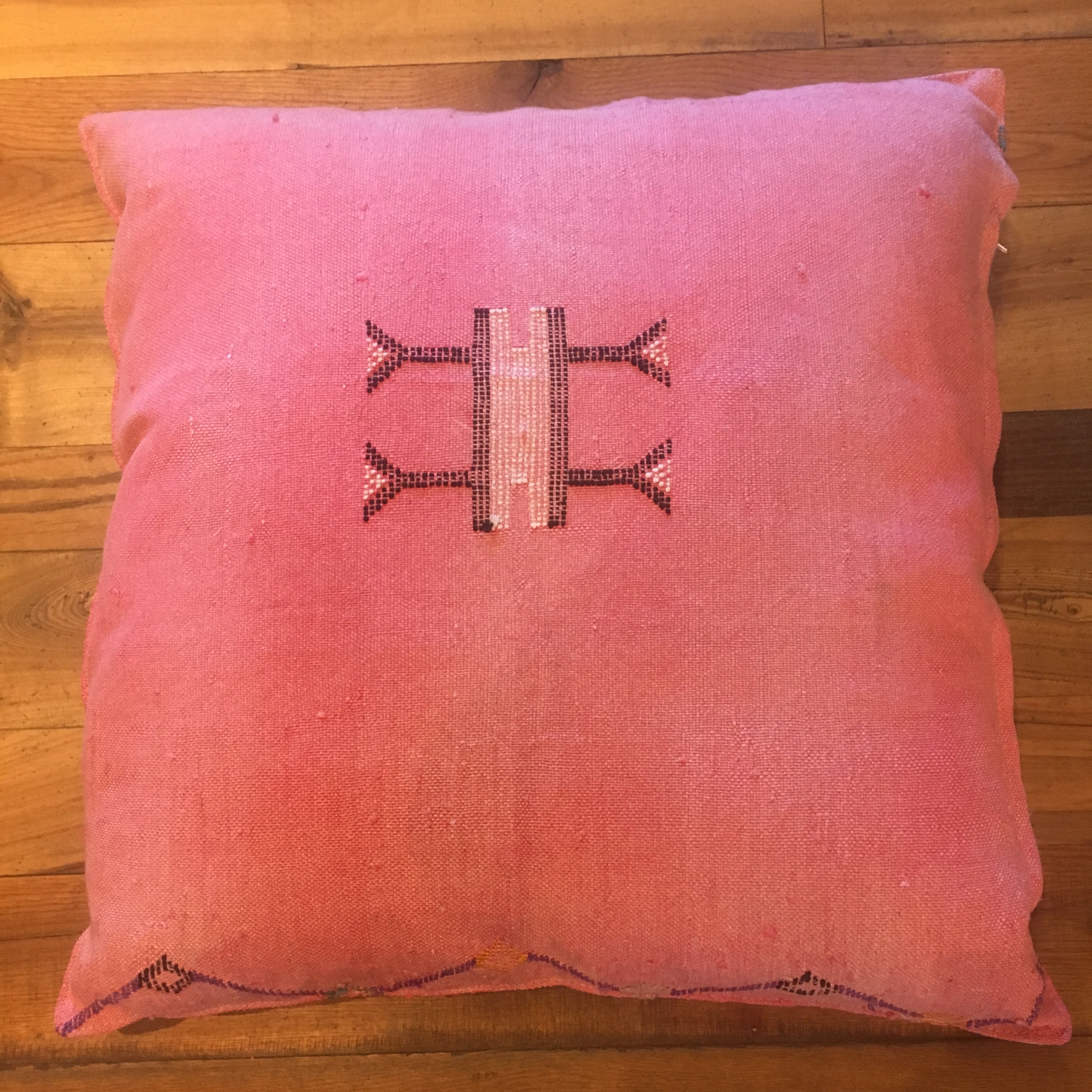 Vintage Cactus Silk Pillow - Pink - 26x26