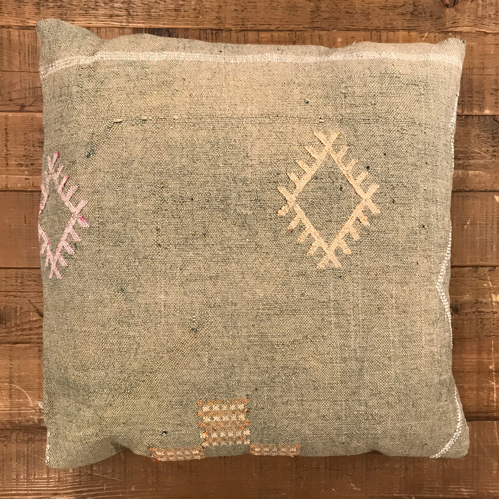 Vintage Cactus Silk Pillow - Green - 22x22